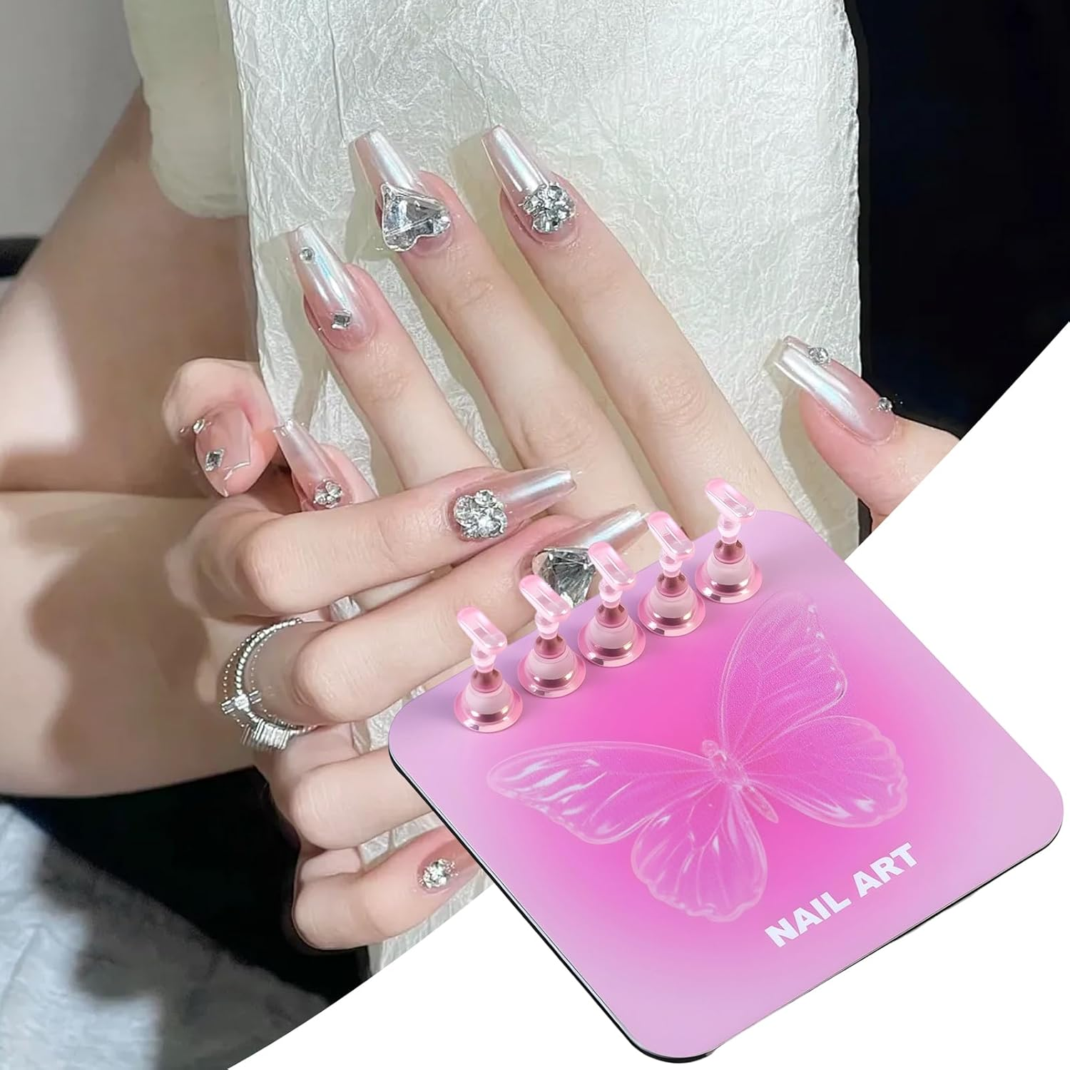 Yulokdwi Nail Stand for Press Ons,Manicure Practice Supplies | Nail Tips Practice Holder - for Beauty Salon Art School Apartment Parties Travel Vacation image number 1