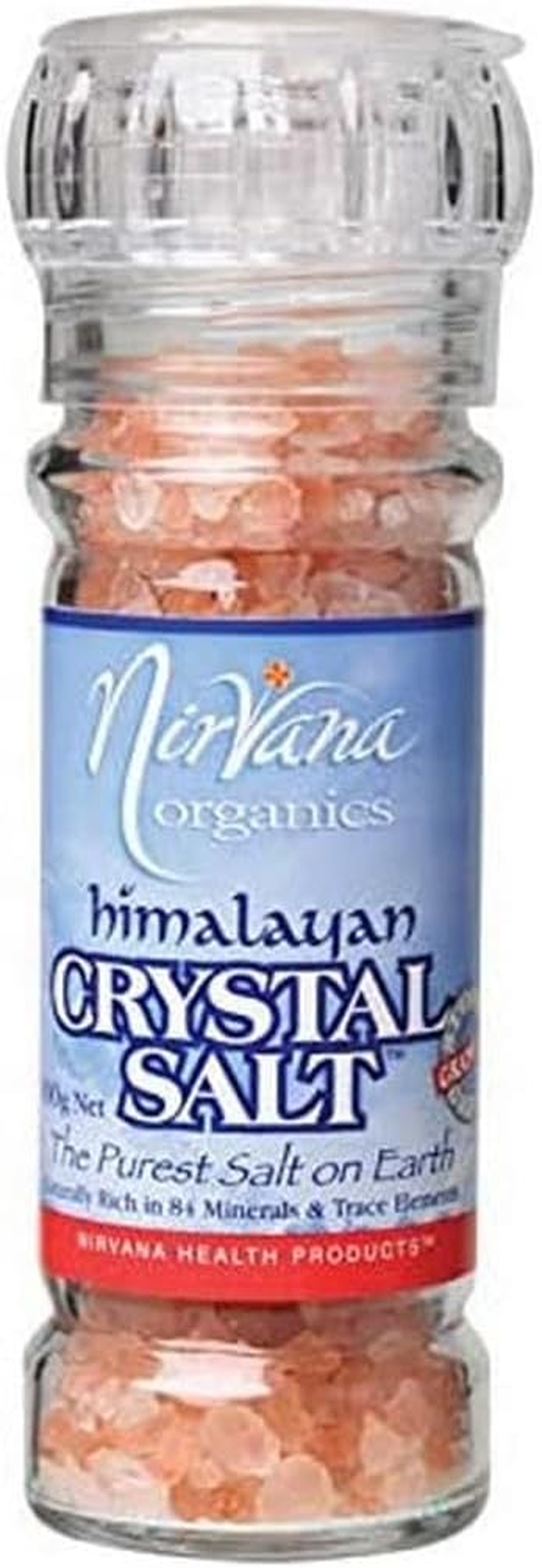 Nirvana Organics Himalayan Crystal Salt Granules Glass Grinder 125G