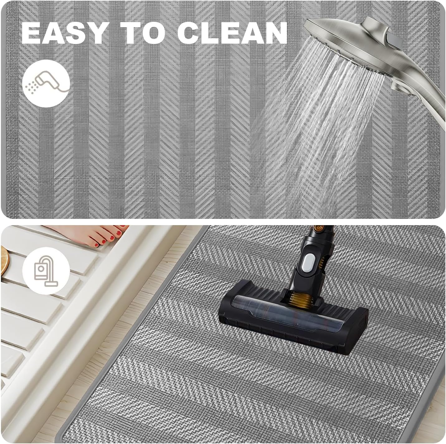 Non-Slip Front Door Mat，60 * 90 Welcome Mats Heavy Duty Durable Low Profile outside Doormat,Washable Absorbent Low-Profile inside Mat Entry Mat Entry Rug Door Mat Indoor Entrance(Grey) image number 2