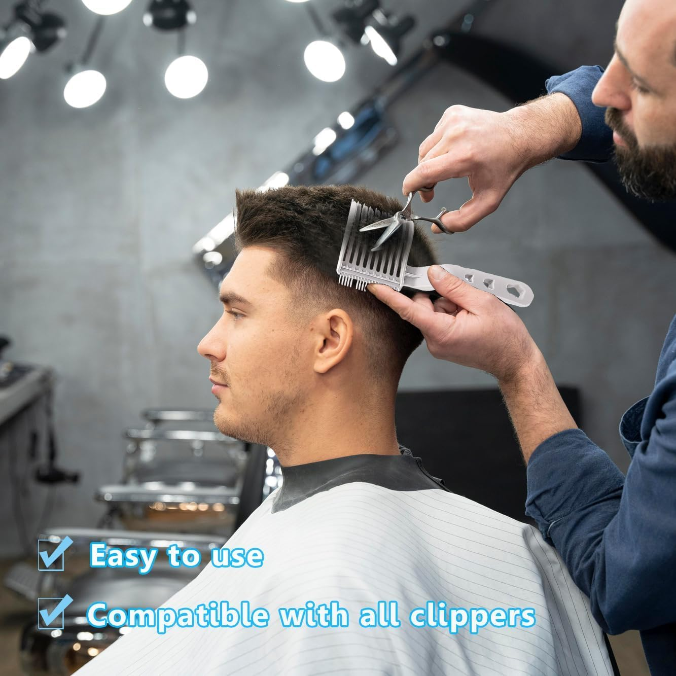 Barber Cutting Comb Men'S Fade Comb, 2Pcs Fade Comb Blend Friend Fade Comb,Barber Fade Comb Barber Cutting Comb,Curved Positioning Clipper Comb,Barber Barber Fade Comb Curved Positioning Comb for Men image number 1