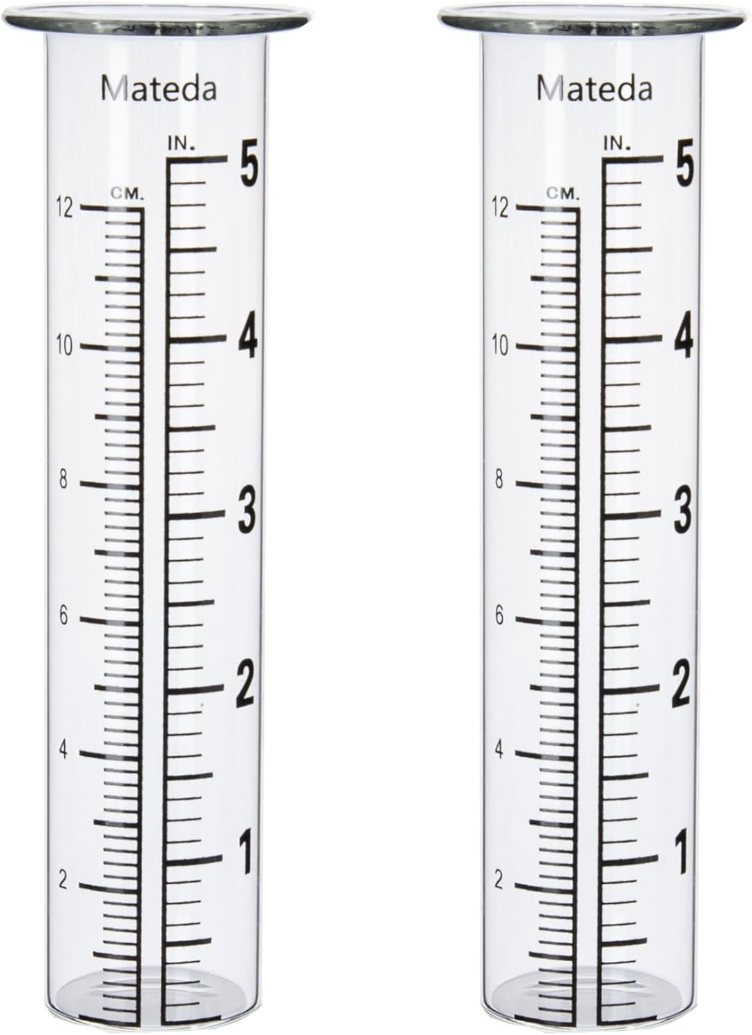 5" Capacity Rain Gauge Glass Replacement Tube, Lip Design, Great for Yard Garden Outdoor Home (2) image number 1