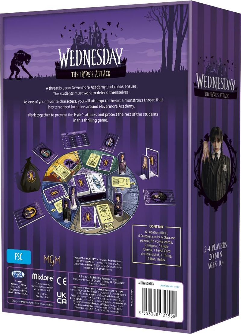 Mixlore | Wednesday - the Hyde'S Attack | Cooperative Board Game | Ages 10+ | 2-4 Players | 20 Minutes Playing Time image number 3