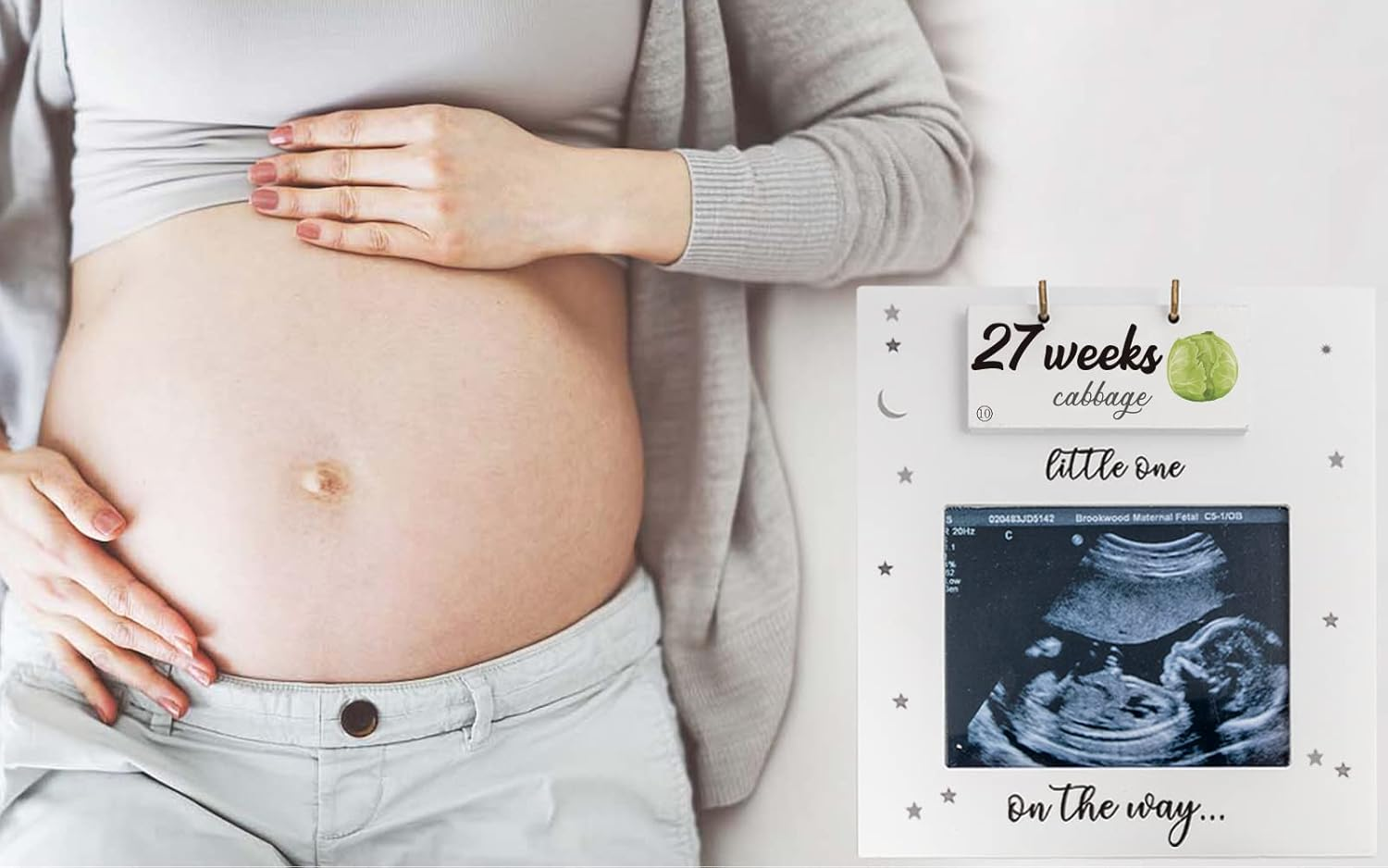 Sonogram Picture Frame - Weekly Fruit and Vegs Milestone, Pregnancy Tracker for Bump Growth, First Ultrasound Frame, Gifts for Expecting Parents, Announcement image number 4