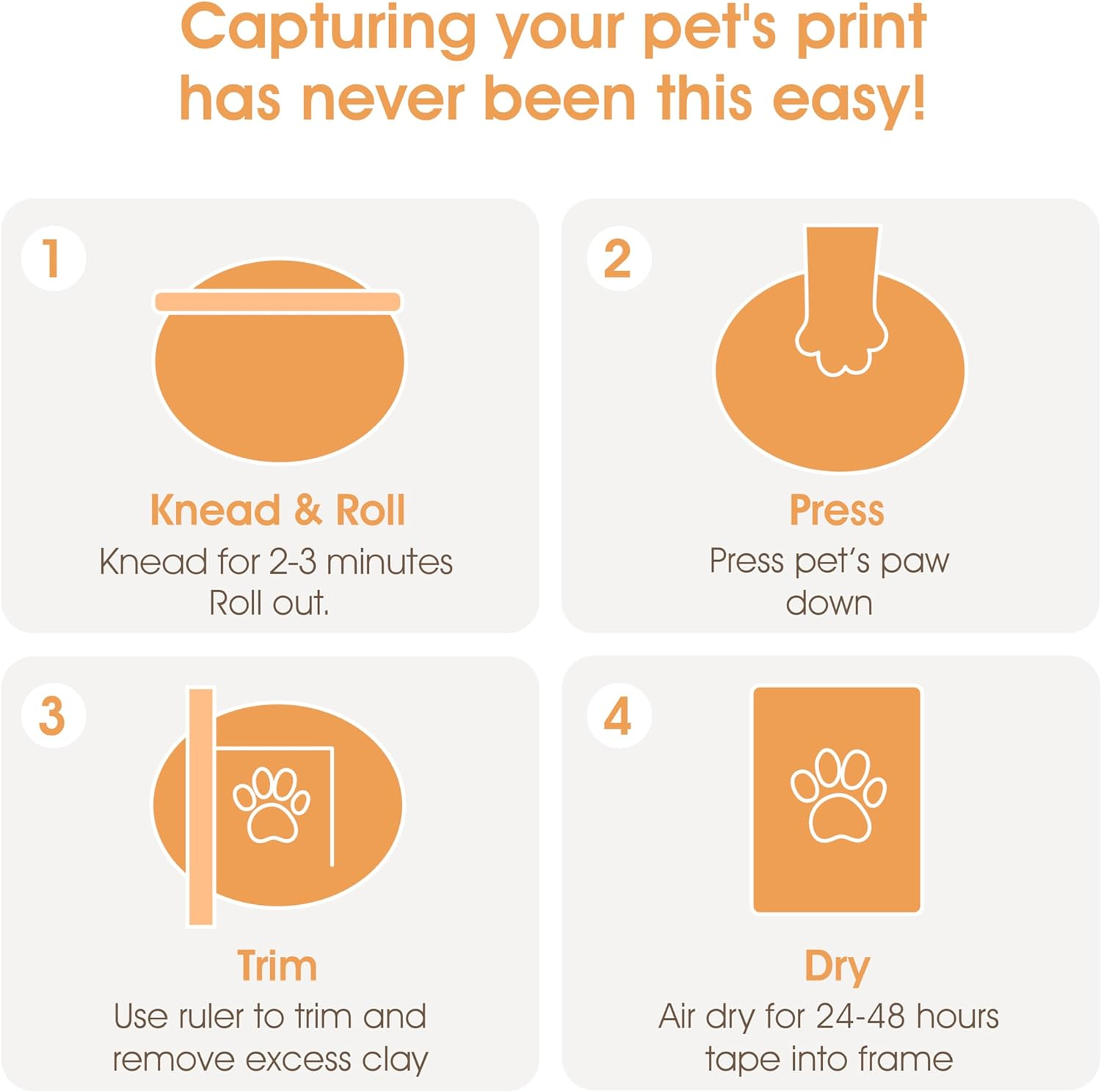 Pearhead Pet Paw Print Photo Frame with Clay Imprint Kit - Wooden Photo Frame, DIY No-Mess Pawprint Keepsake, Perfect for Cats & Dogs, Ideal Memorial and Home Decor Gift, Distressed Gray image number 4