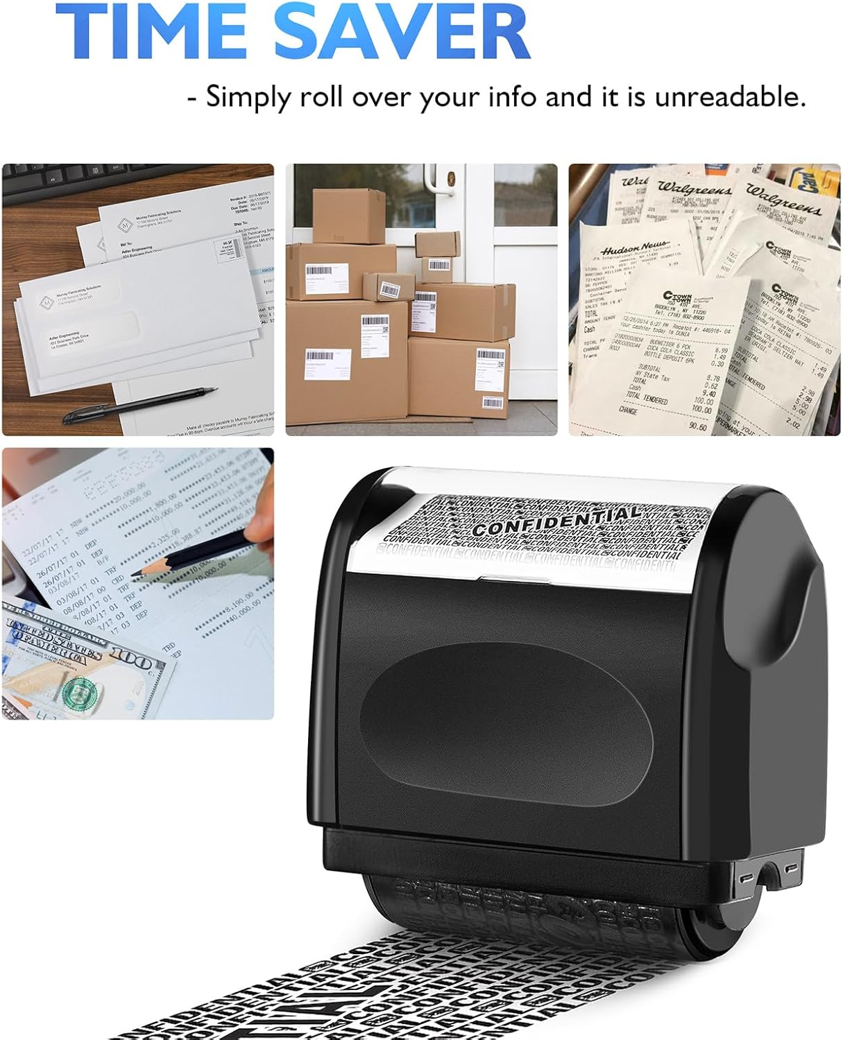 Identity Theft Protection Roller Stamp, 1 Refill Ink - Confidential Roller Stamp for Identity Protection & Security Stamps- Blocking Out Privacy Information and Guard Your Address and ID - 3 Pack image number 3
