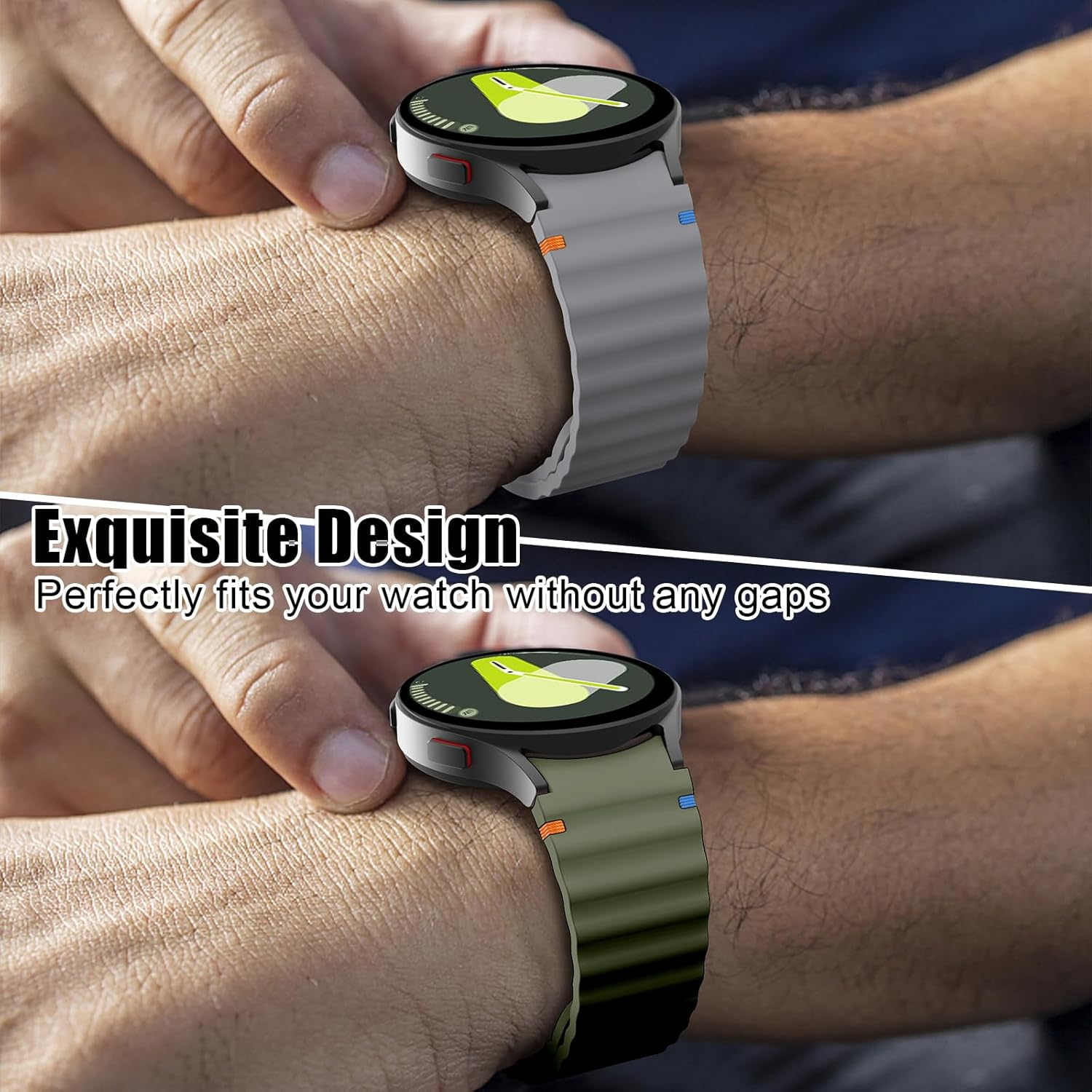 Compatible with Samsung Galaxy Watch 7 Strap No Gap Sport Silicone Watch Band for Galaxy Watch 6 5 4 40Mm 44Mm Galaxy Watch 6 Classic 43Mm 47Mm,Watch 5 Pro,Watch 4 Classic Strap 42Mm 46Mm (Army Green) image number 4