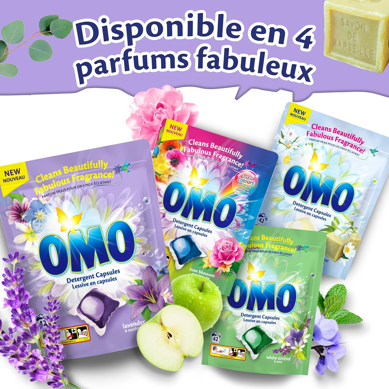 OMO 42PK LAUNDRY DETERGENT CAPSULES LAVENDER and EUCALYPTUS image number 5