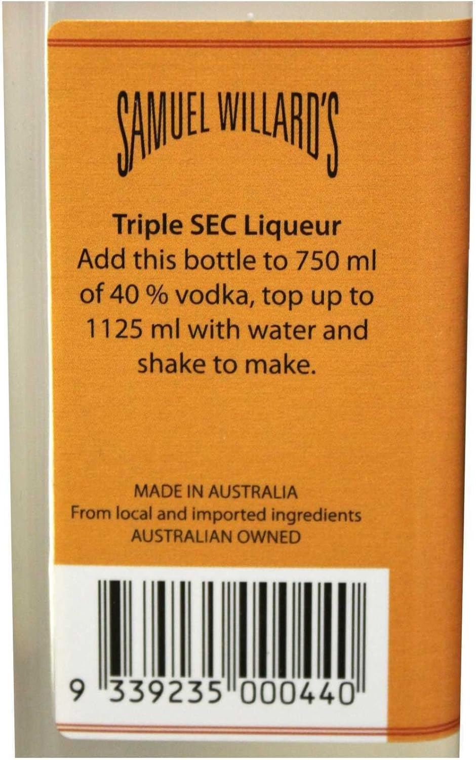 Samuel Willards Pre-Mix Triple Sec Liqueur 375Ml Home Brew image number 3