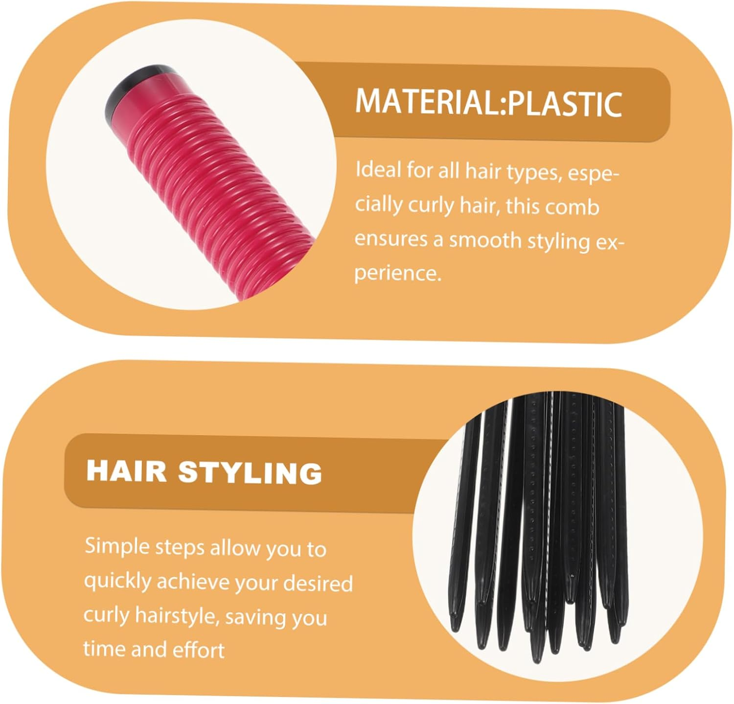 Gogogmee Bristle Hair Curler Comb Fluffy Curling Comb for Slip Styling round Brush for Curly Hair image number 5