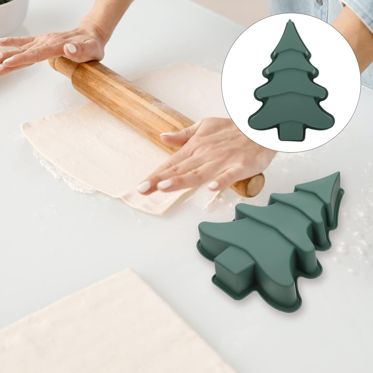 Ciieeo Silicone Christmas Tree Cake Mold Creative Baking Tool for Unique Holiday Cakes -Grade Material Easy to Clean and Use for Xmas Parties and Festivities image number 6