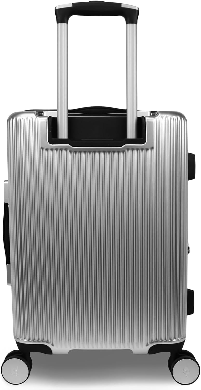 World Traveler Dejuno Monarch Lightweight Hardside Polycarbonate Expandable Spinner Luggage with TSA Lock, Titanium, 20-Inch Carry-On, Dejuno Monarch Lightweight Hardside Polycarbonate Expandable image number 1