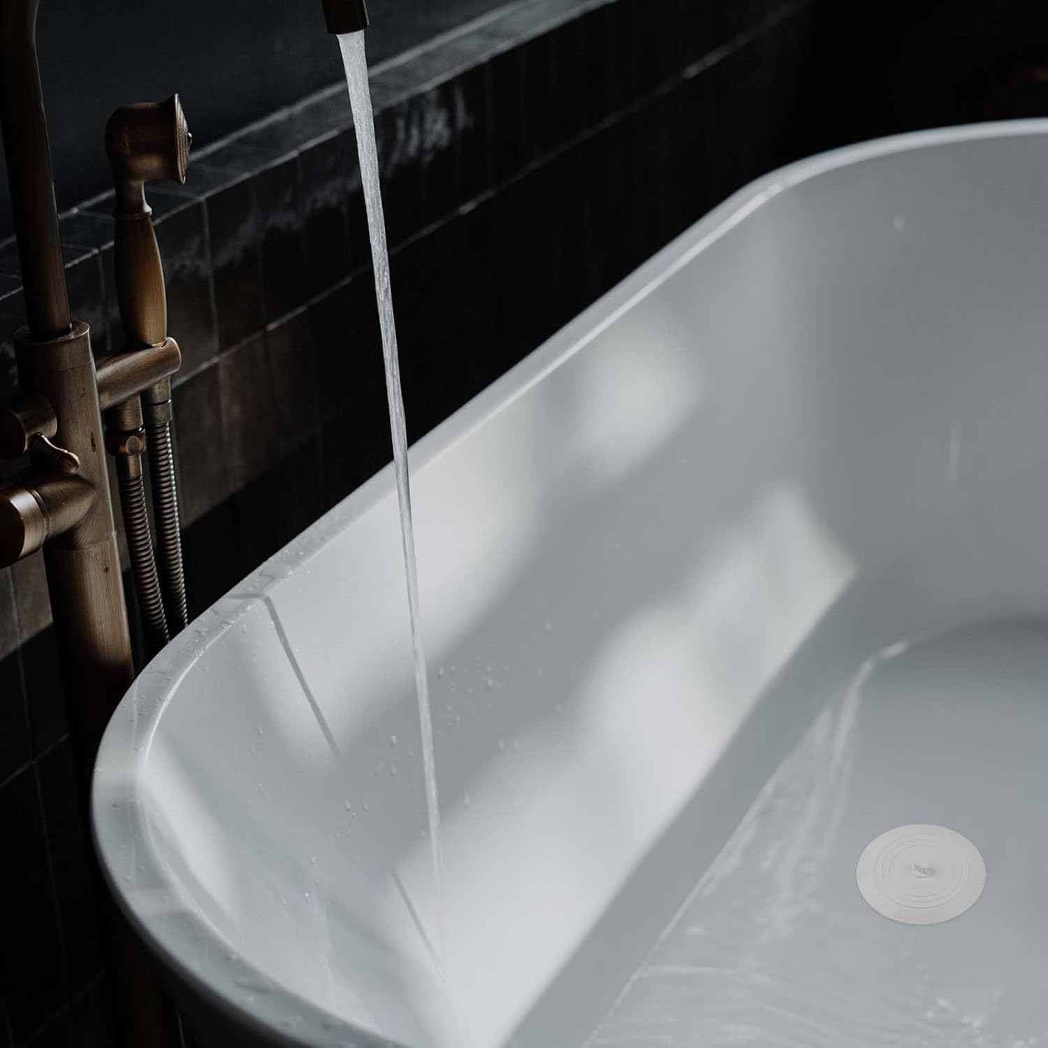 Vaincre White Bathtub Drain Stopper - 2PCS 5" Silicone Kitchen Bathroom Hair Water Shower Stopper, Bathtub Drain Plug, Universal Flat Suction Shower Kitchen Cover, Bathroom Laundry Accessories image number 6