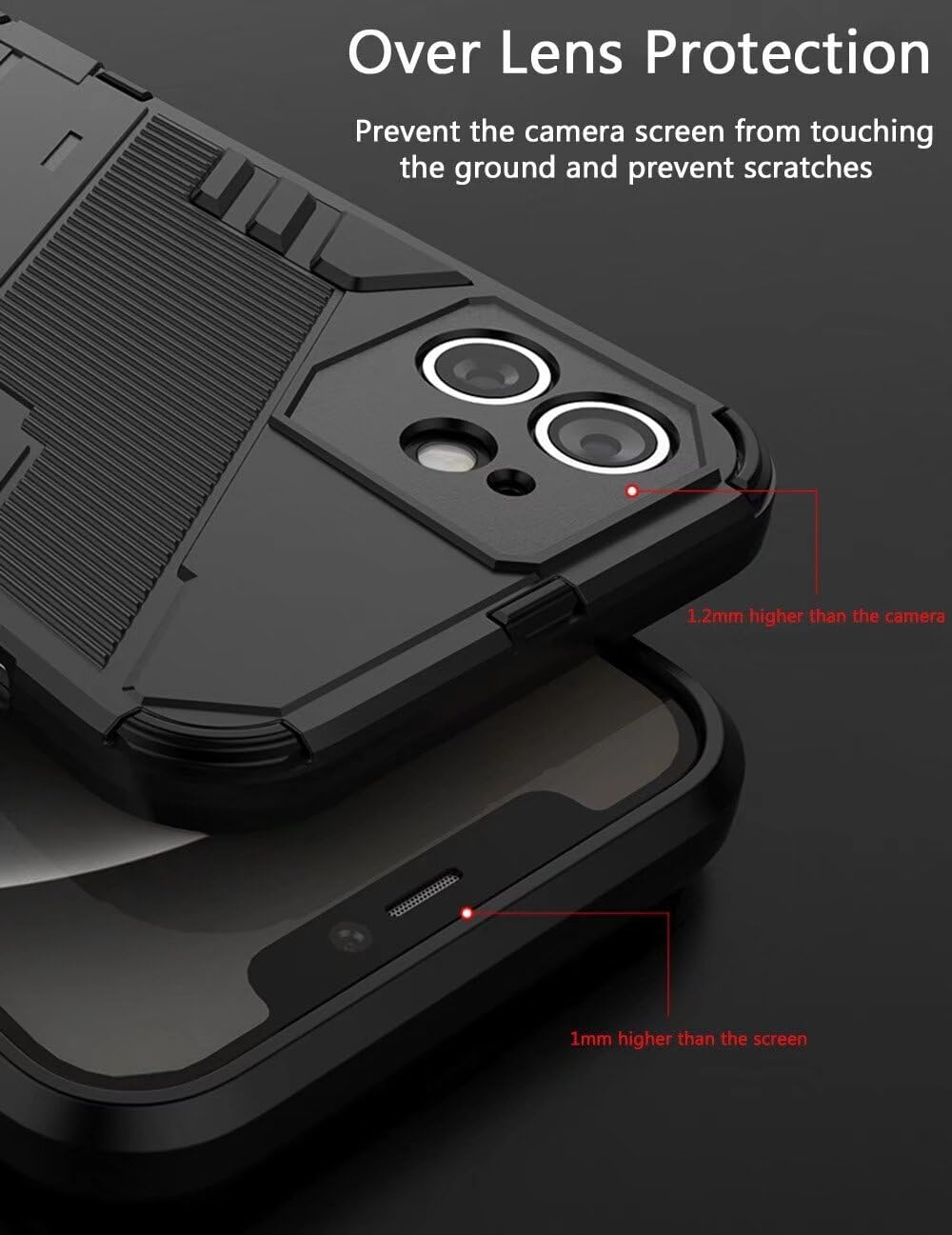 SEAHAI Case for Xiaomi Redmi 15 5G/4G, [Military Shockproof Case] Ultra Thin Hard PC Soft TPU Protective Mobile Phone Case with Sturdy Foldable Stand - Green - Black image number 2