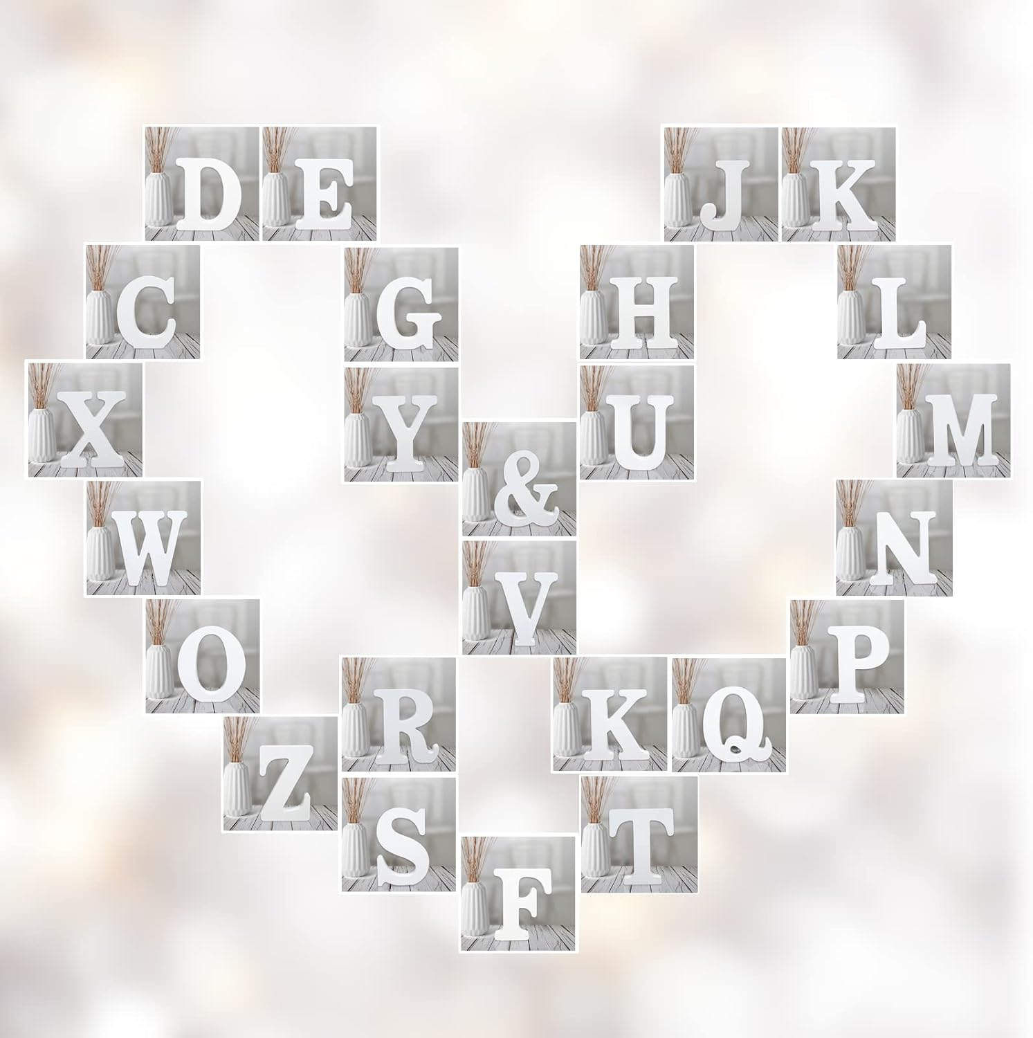 AOCEAN 4 Inch White Wood Letters Unfinished Wood Letters for Wall Decor Decorative Standing Letters Slices Sign Board Decoration for Craft Home Party Projects (O) image number 2