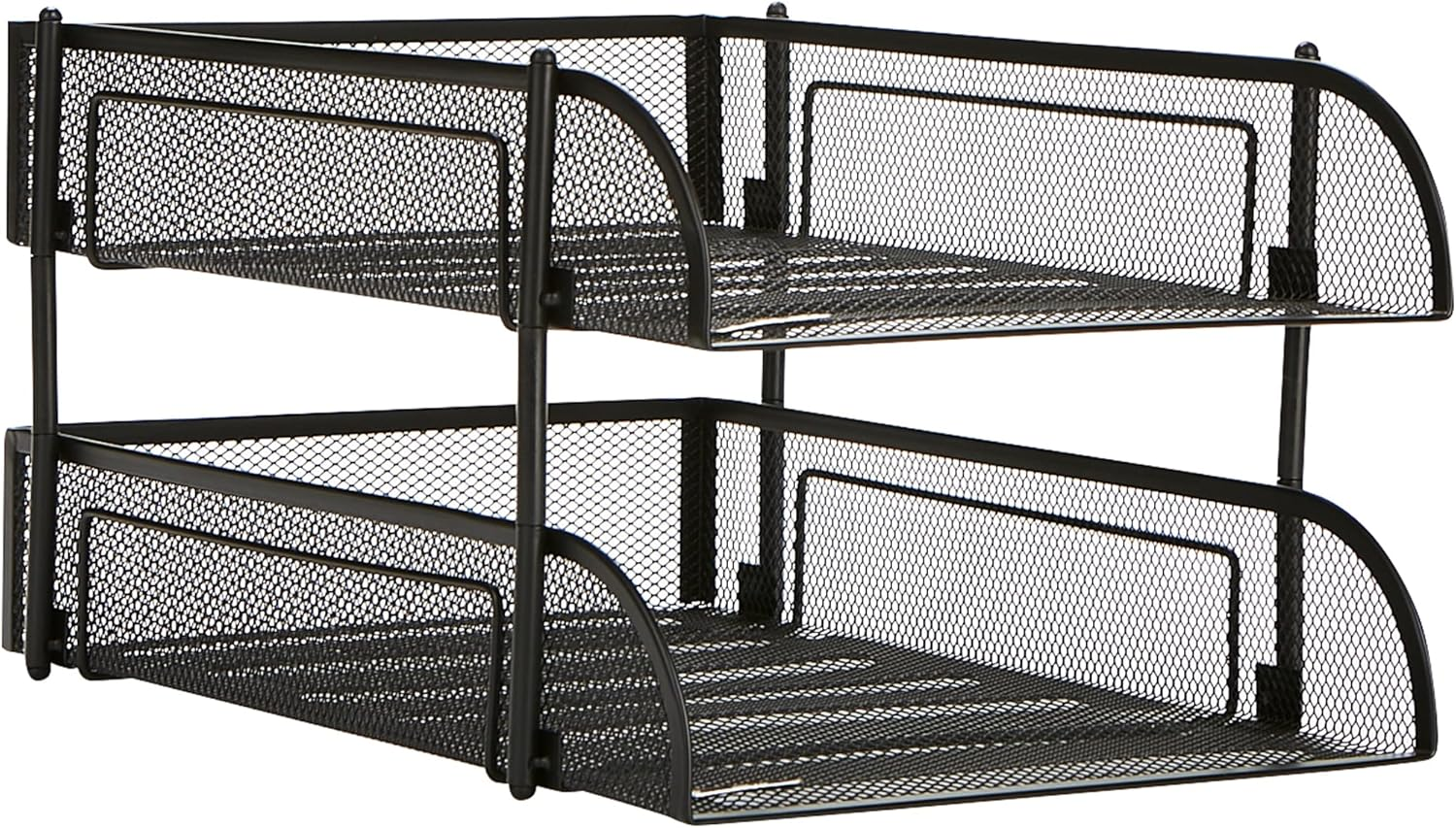 Mind Reader Stackable Paper Tray, Desktop Organizer, File Storage, Office, Metal Mesh, 10.5" L X 13.25" W X 7.5" H, 2 Pcs, Black image number 5