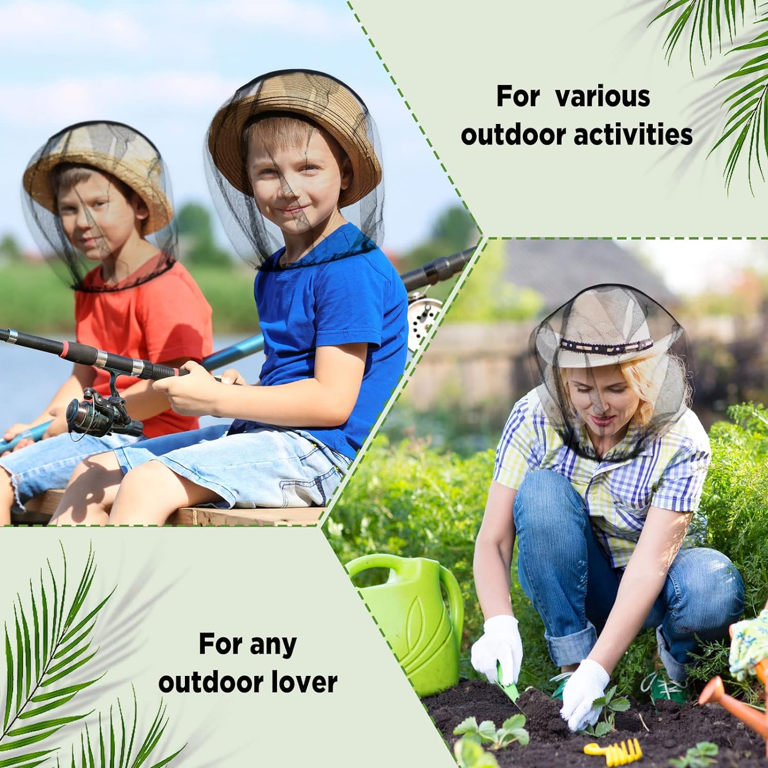 12 Pcs Mosquito Head Net Mesh Bug Face Netting Wearable Mesh Face Screen Shield for Outdoor Bugs Insect Midges Hiking Camping Walking image number 1