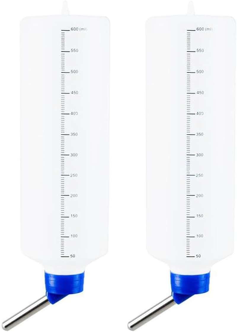 Leona Co 600Ml Hanging Water Dispenser for Birds, Durable Plastic Pet Feeding Bottle with Metal Spout, Transparent Design for Water Level Monitoring | Mess-Free for Small Animals (Clear, 2) image number 4