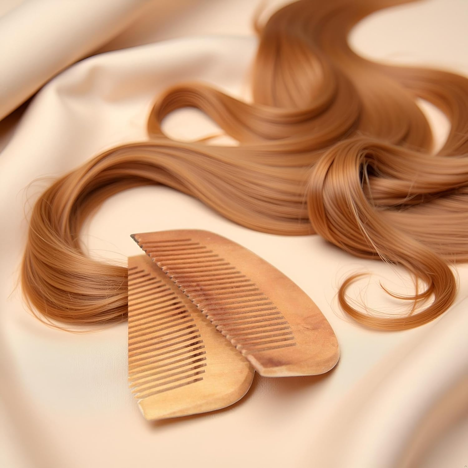 2 PCS Peach Wood Wooden Comb Anti-Static Comb Close Tooth image number 4