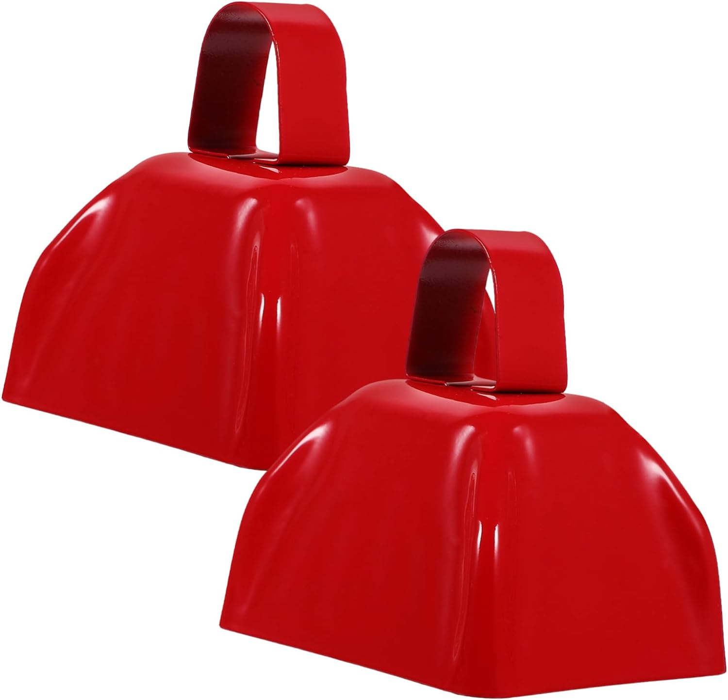 Ibasenice 2Pcs Square Metal Cowbells Noise Makers Decorative Handle Bells for Farm Animal Livestock Hanging image number 1