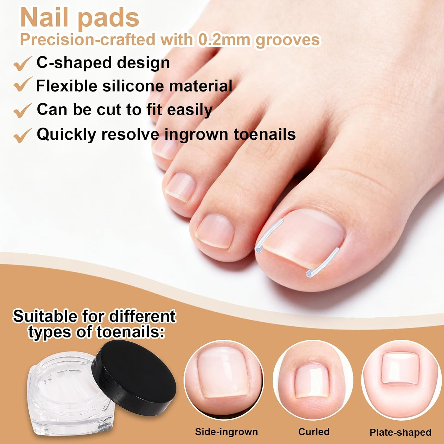 Ingrown Toenail Tool Set, Feet Pedicure Tools with Nail File & Clippers Skin Bevel Knife Toenail Groove Pick & Spoon Nail Stickers for Men Women Pedicure Tool image number 4
