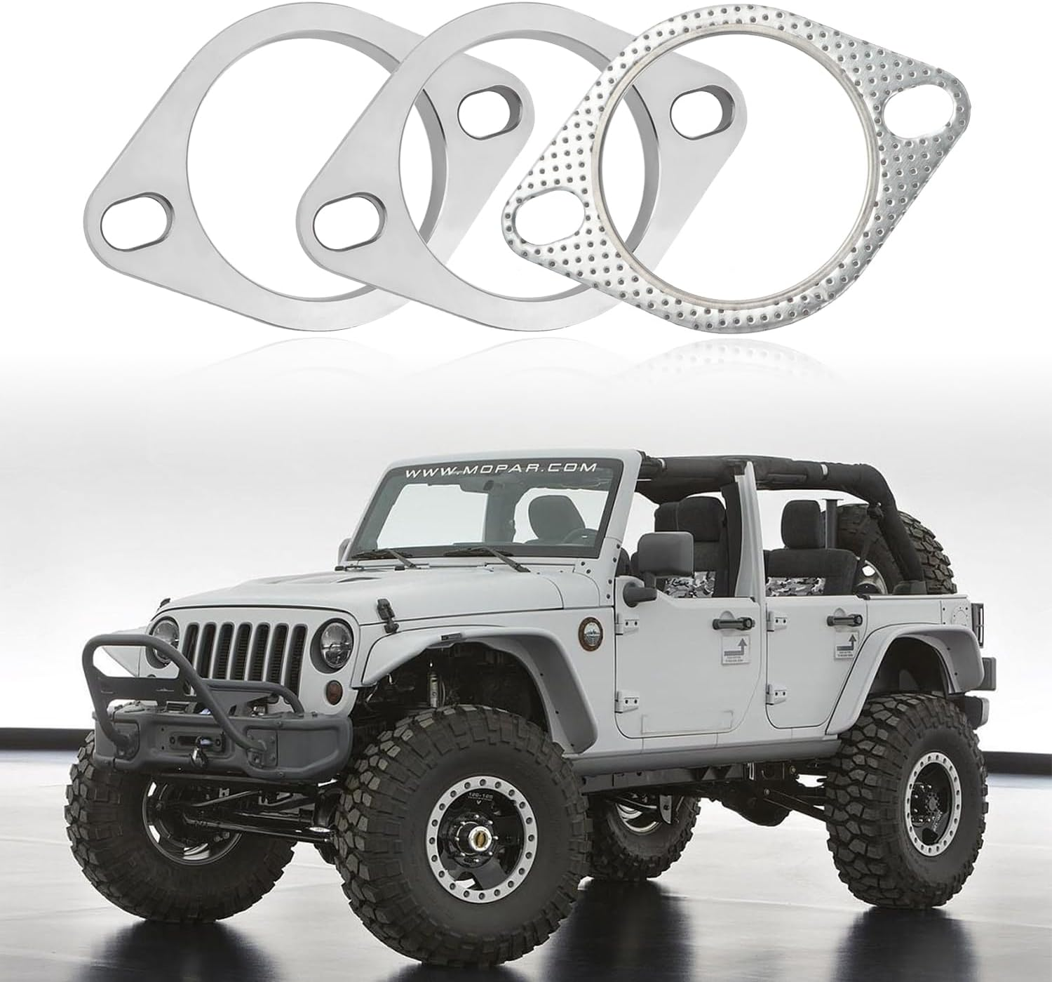 2-Bolt 3 Inch Exhaust Flange Repair Kit,Stainless Steel Exhaust System Kit with Exhaust Gasket & Exhaust Bolts,Exhaust Pipe Flange Gasket for Automotive Replacement Exhaust Flanges (3") image number 1