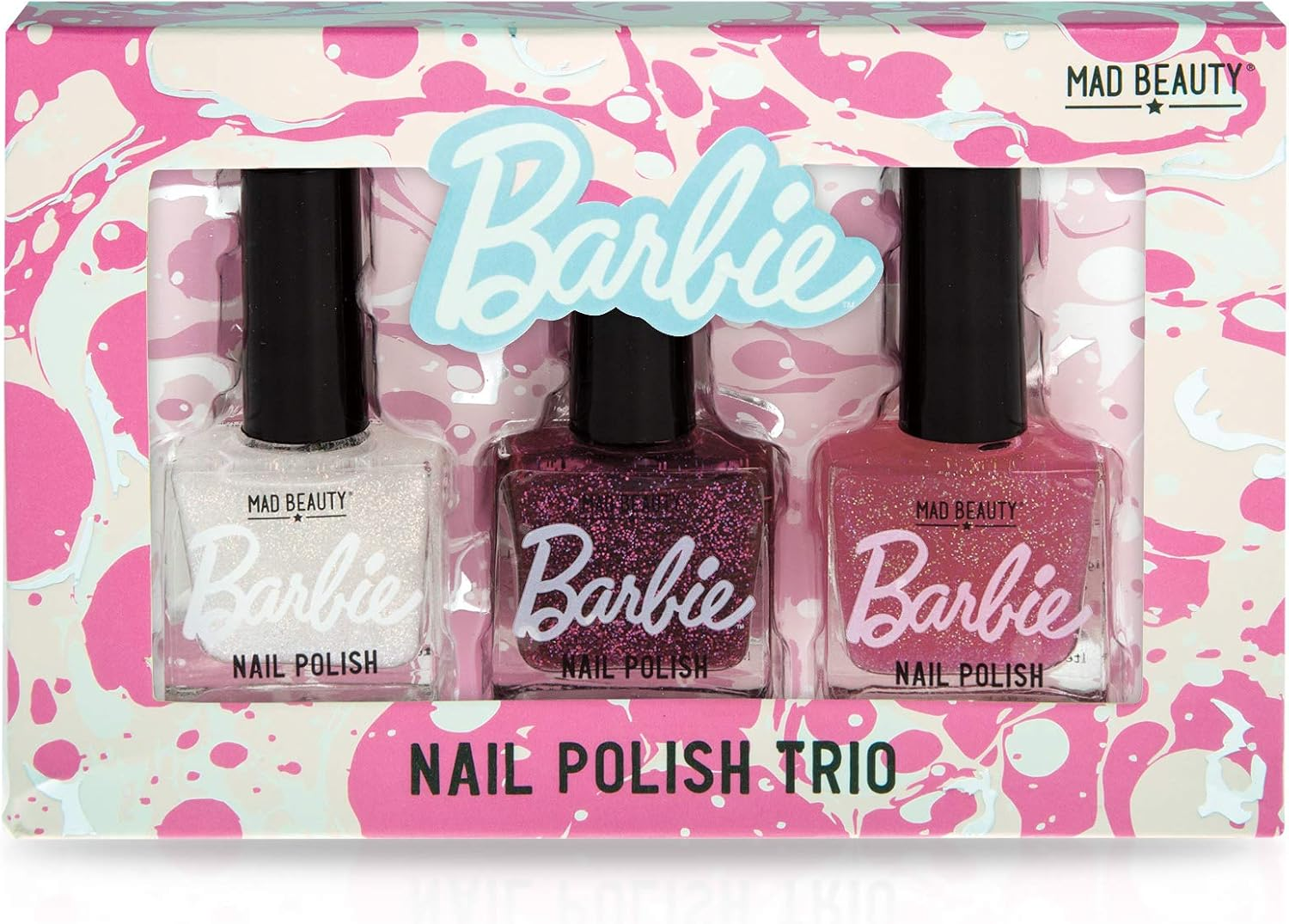 Mad Beauty Disney-Barbie Nail Polish Trio, Pink, 6 Count