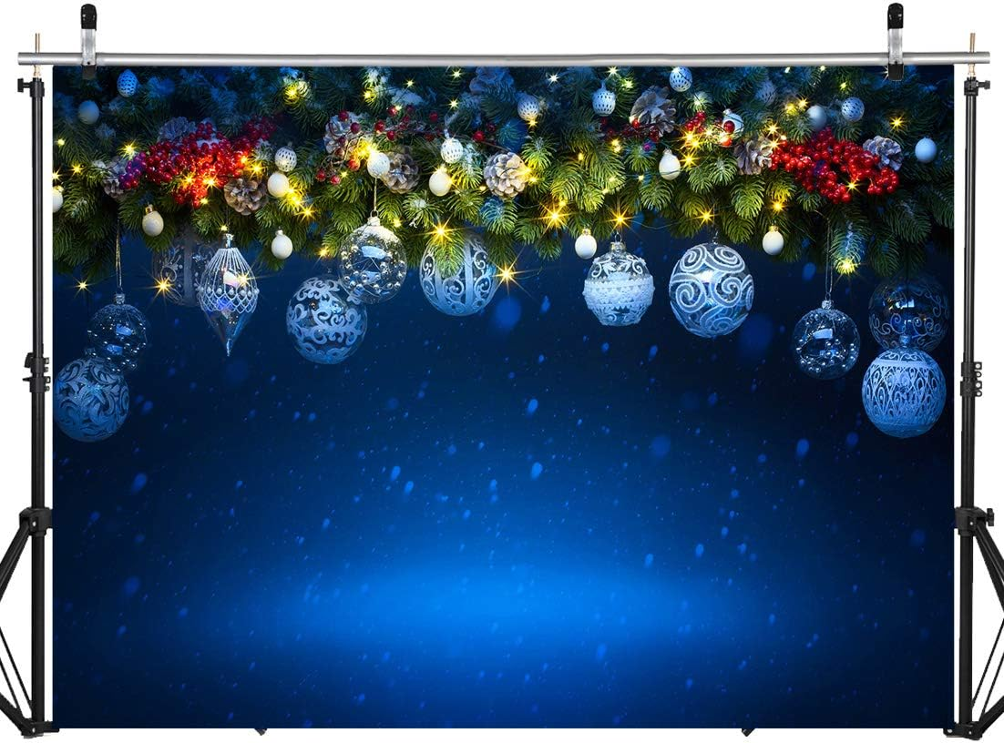 SJOLOON Blue Christmas Backdrops for Photography Christmas Ball Backdrop Xmas Backdrop Holiday Photo Background for Christmas Party Decoration Family Gathering Studio Props 11969 (7X5Ft) image number 3