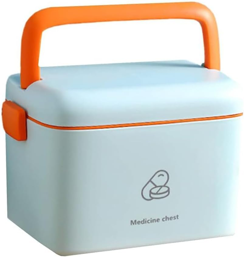 AIMALL Large Capacity PP Medicine Storage Box with Handle for Home Office Travel, Portable Light-Proof Moisture-Proof First Aid Kit, 12.9&times;8.6In & 9&times;6.2In