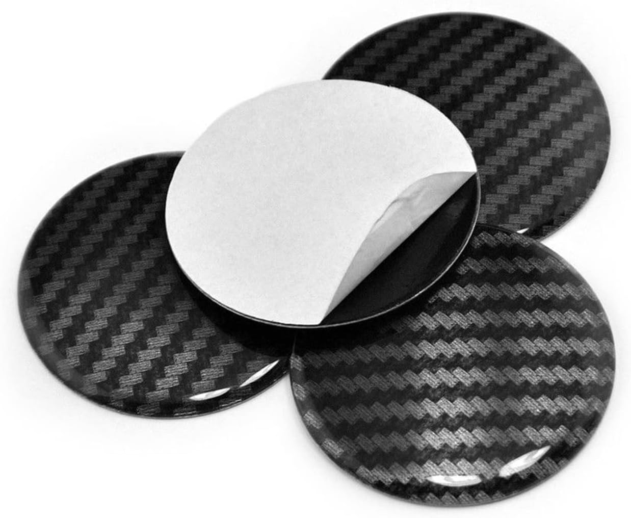 Xwang Store 4Pcs 50Mm Carbon Fiber Stripe Car Emblem Hub Wheel Center Cap Cover Sticker Aluminum Wheel Center Cap
