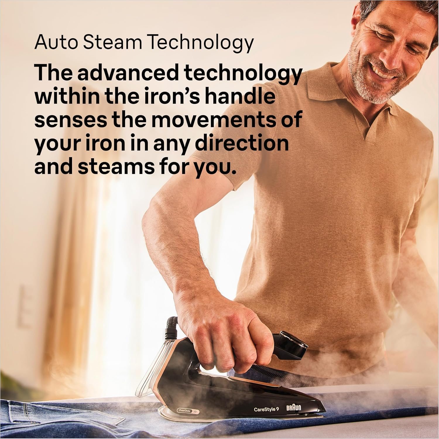 Braun Carestyle 9 IS9095BK, Steam Generator Iron with Freeglide 3D Technology, Imode OLED, Auto Steam Technology, Turbo Mode, Vertical Ironing, Autoclean, Detachable 2L Water Tank, 2400W, Black image number 6