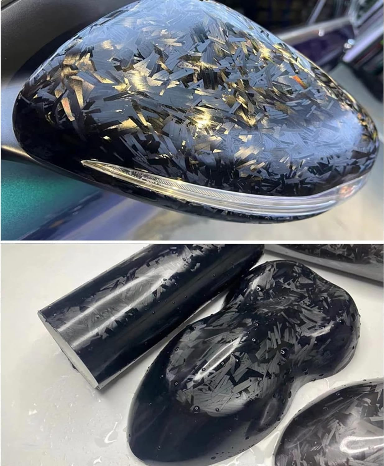 Black Forged Carbon Fiber Vinyl Wrap Roll, Black Car Wrap Vinyl with Bubble Free Air Release Auto DIY Decal Vehicle Motorcycle Self Adhesive Sticker (Black Forged Carbon, 1Ft X 10Ft) image number 2