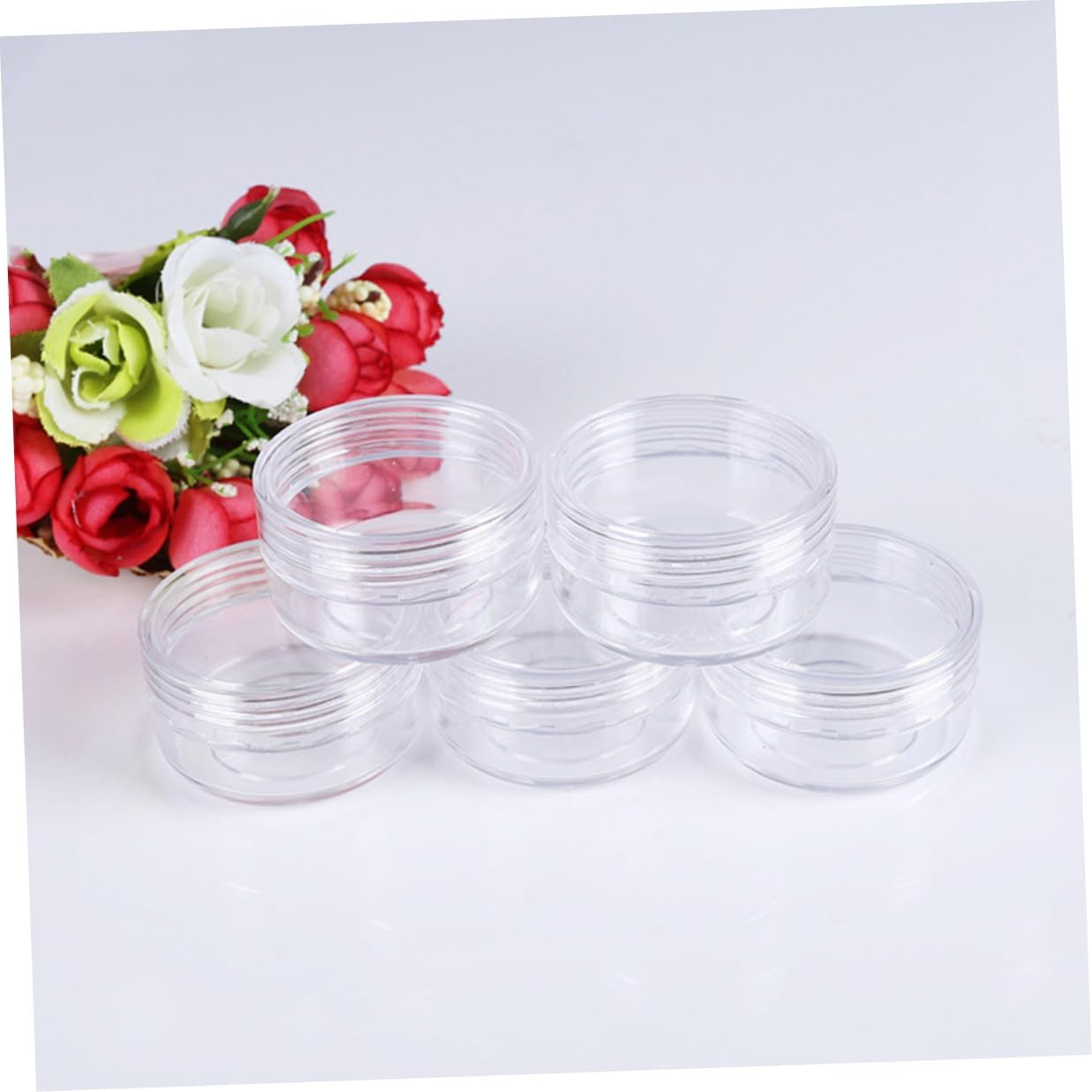 Anneome 50Pcs 5Ml 5G round Plastic Cosmetic Jars Refillable Containers for Loose Powder Eyeshadow Face Cream Portable Empty Pots image number 2