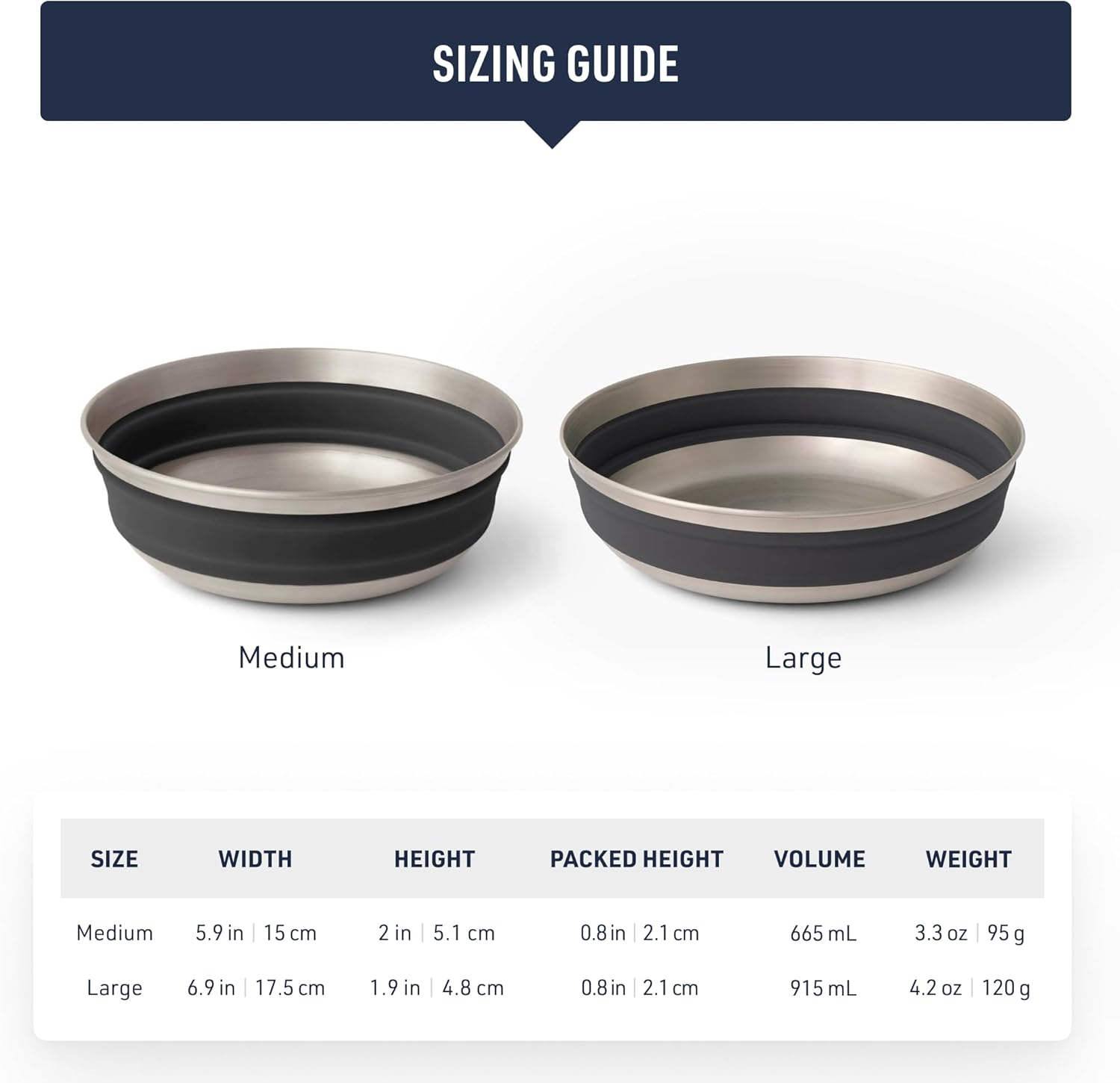 Sea to Summit Detour Stainless Steel Collapsible Bowl, Beluga