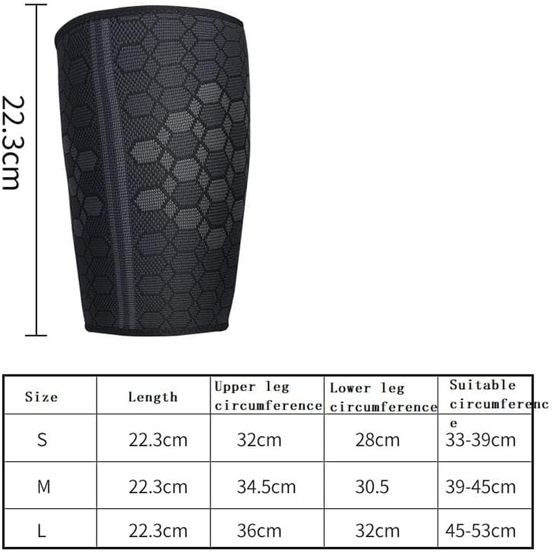 Thigh Compression Support Sleeve (2 per Pack), Breathable with Adjustable Non-Slip Strap for Hamstring and Quadricep Muscle Injury and Strain Recovery. Suitable for Men and Women, Black (L) image number 2