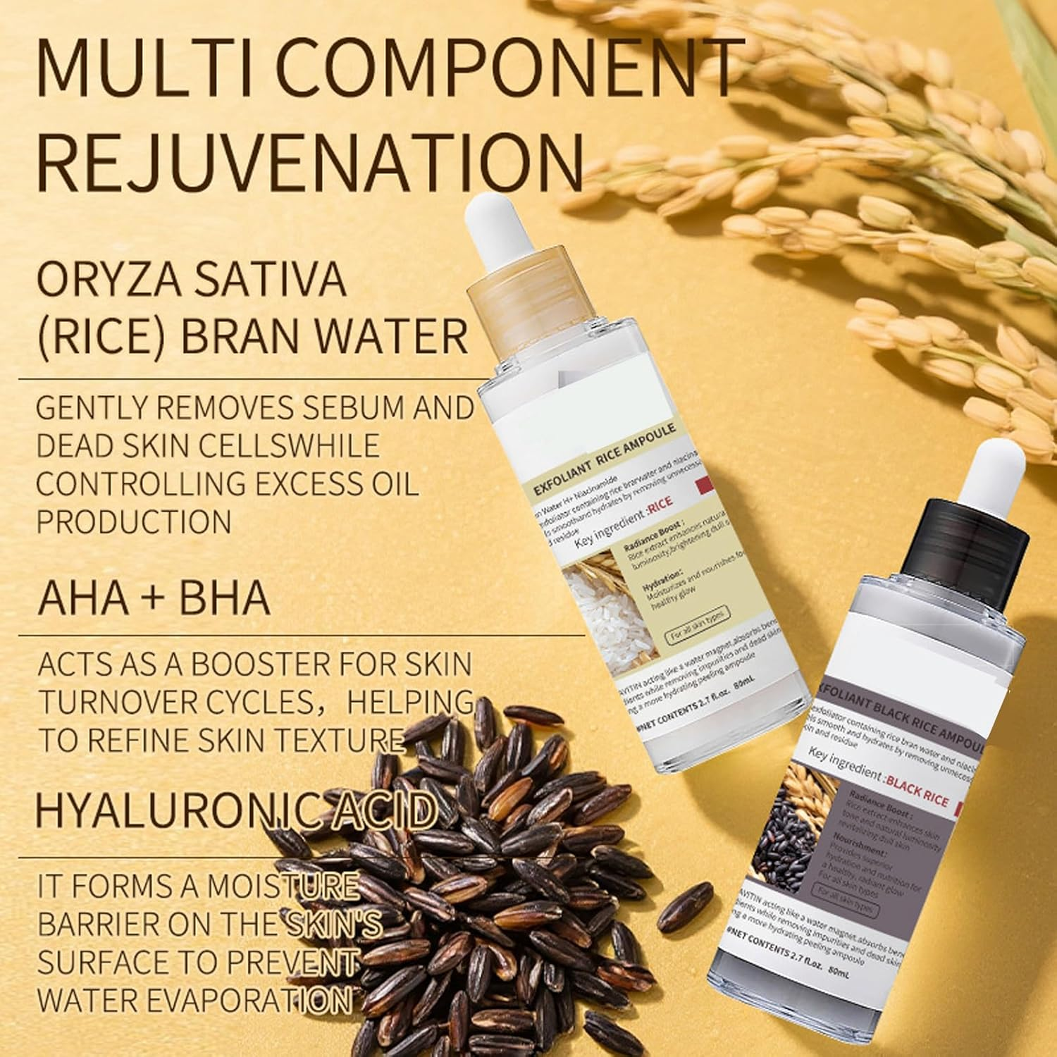 Peel Shot Black and White Rice Set + Calcium Multi Balm Stick for Eyes,Glow Rice Ampoule Duo for Glowing Skin,Gentle Soft Exfoliator with Brightening & Deep Hydration for All Skin Type image number 3