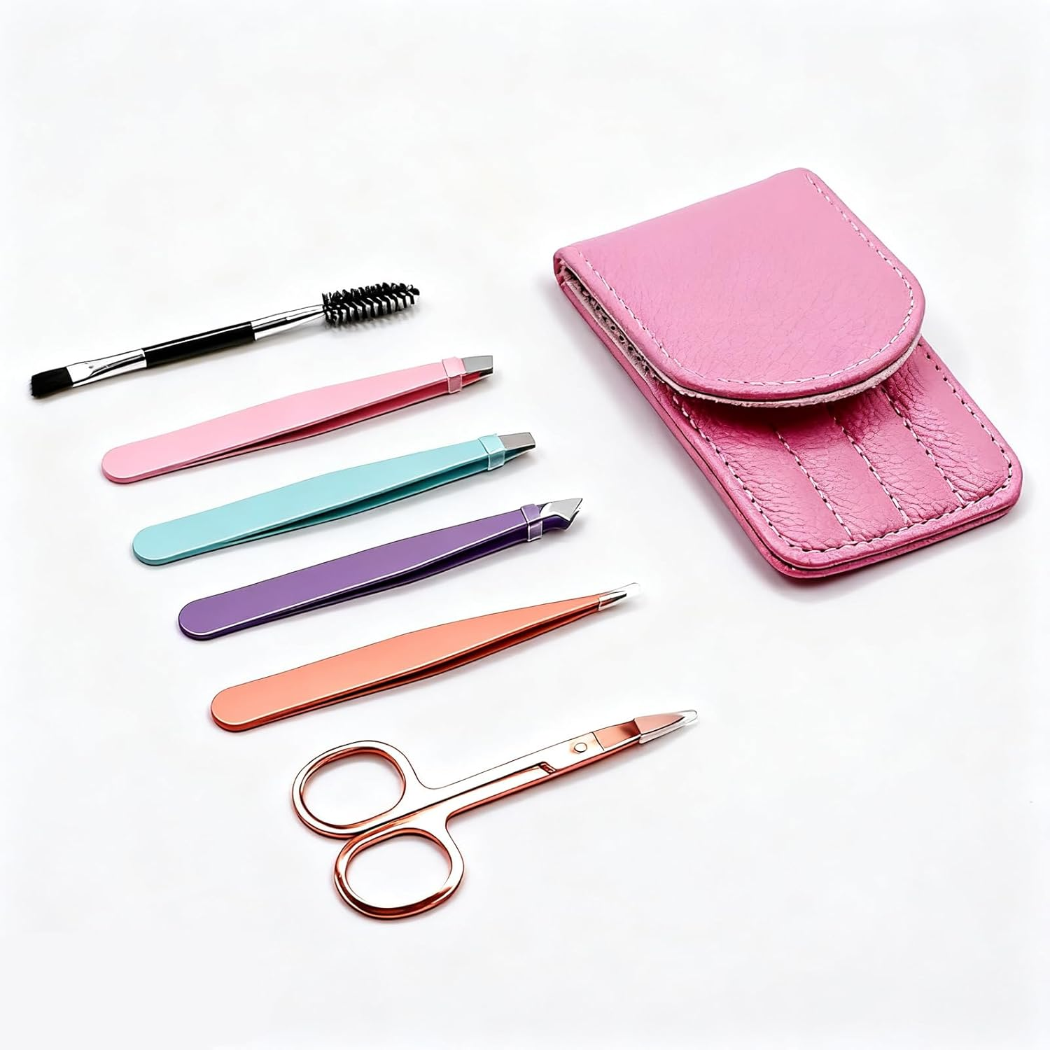 Suytvenxau 6 PCS Professional Tweezers Set - Stainless Steel Precision Tweezers for Eyebrows, Facial Hair, Ingrown Hair, Splinter Removal - Precise Tweezers (Multicolor)