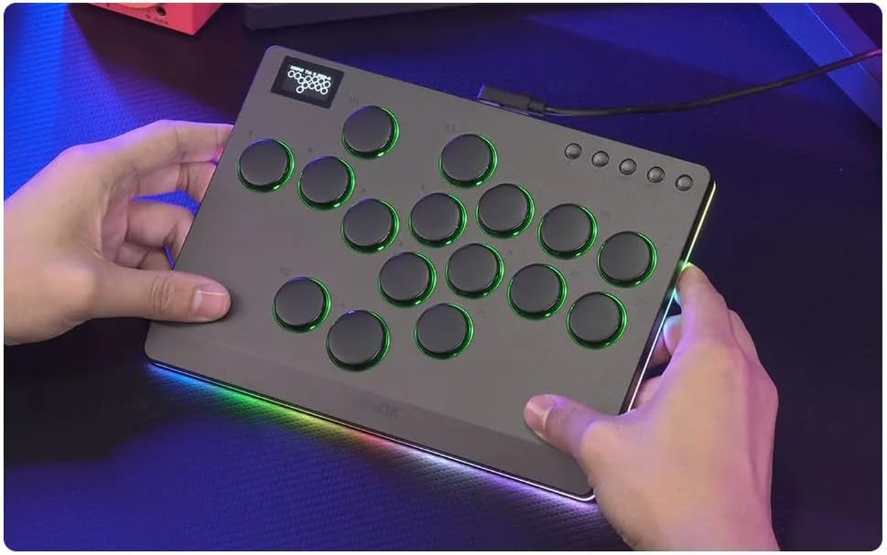 [Newest Ver. 2025 / CNC ALUMINIUM] COSMOX Hautepad M LITE Leverless Arcade Stick Compatible with PC/PS4/PS3 (16 Button) : - Low-Profile Crystal Switches - Slim Form Factor - RGB Lighting - USB Type C - Dark Grey image number 2