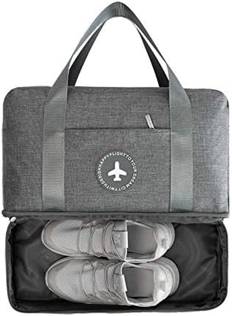 AIJAKO Waterproof Gym Bag with Shoe Compartment, Travel Bag Weekender Dry and Wet Separation Mesh Tote Bag Swimming Bag Large Capacity Boarding Bag with Luggage Tag for Women and Men, Orange, 39*30*18CM - Light Blue image number 2