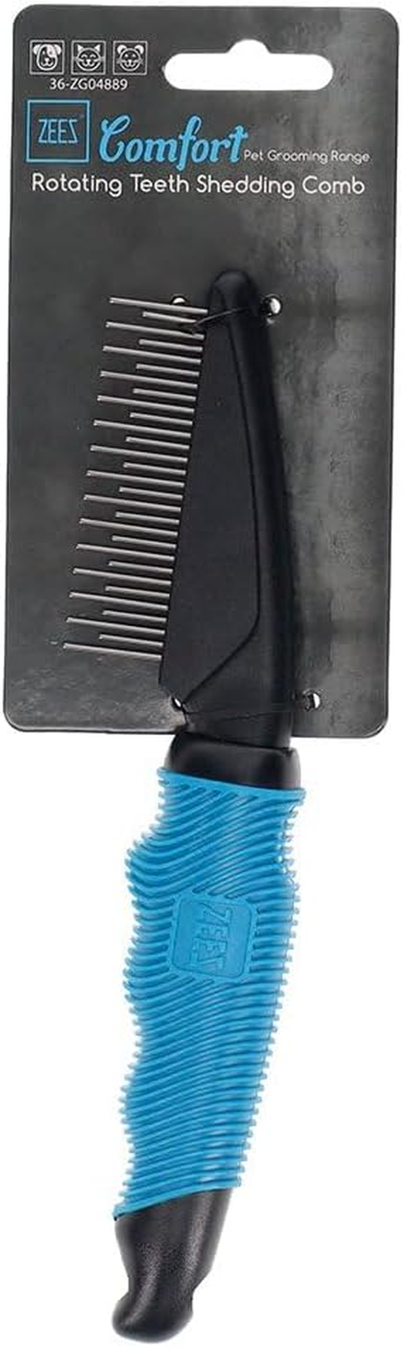 ZEEZ Comfort Rotating Teeth Shedding Comb (29 Teeth) - 22.5X2.8Cm