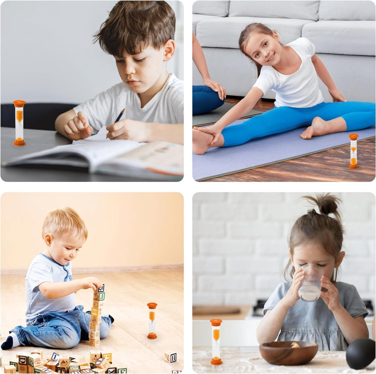 4Pcs Suction Cup Hourglass Timers 2 Minute Kids Brushing and Toothbrush Timer, Hand Wash, Dental, Cooking Countdown Timer - Green,Orange,Pink,Blue(3 Minutes) image number 3