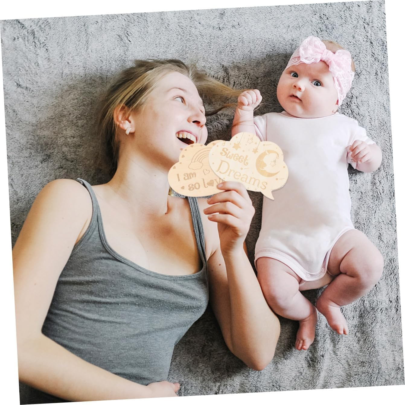 Newborn Cards Key Moment Wood Card for Announcement Boy Girl Birth Gifts for Girls Boys image number 2