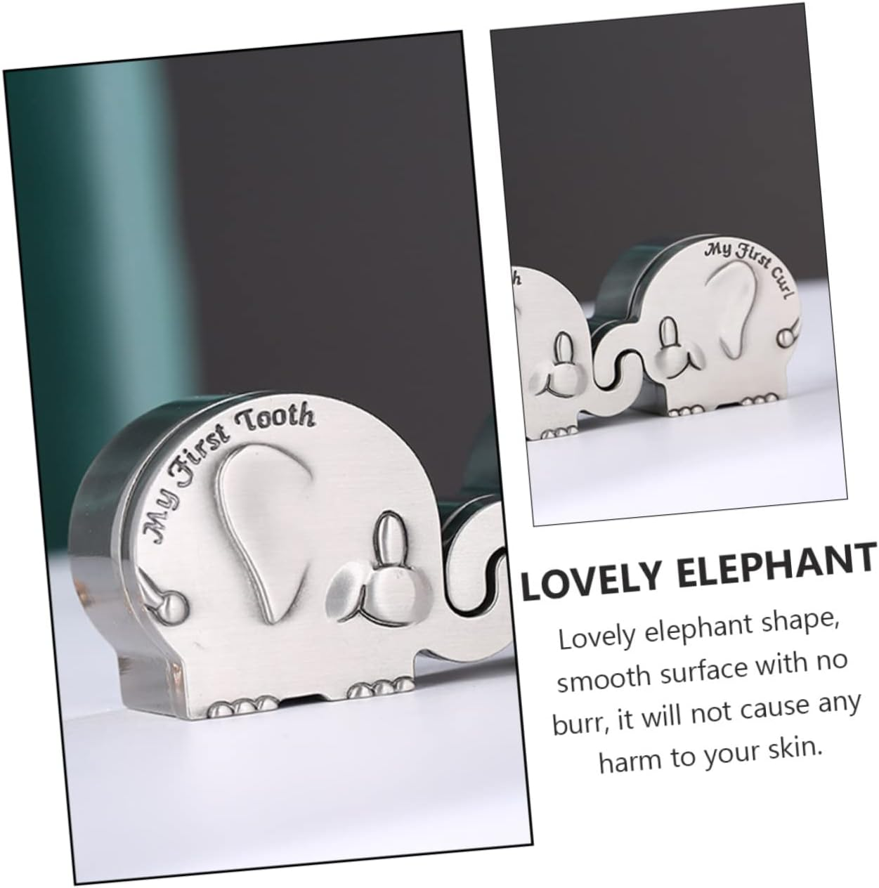 Zinc Alloy Fetal Box First Tooth Curl Keepsake Elephant Shape Storage Box image number 1