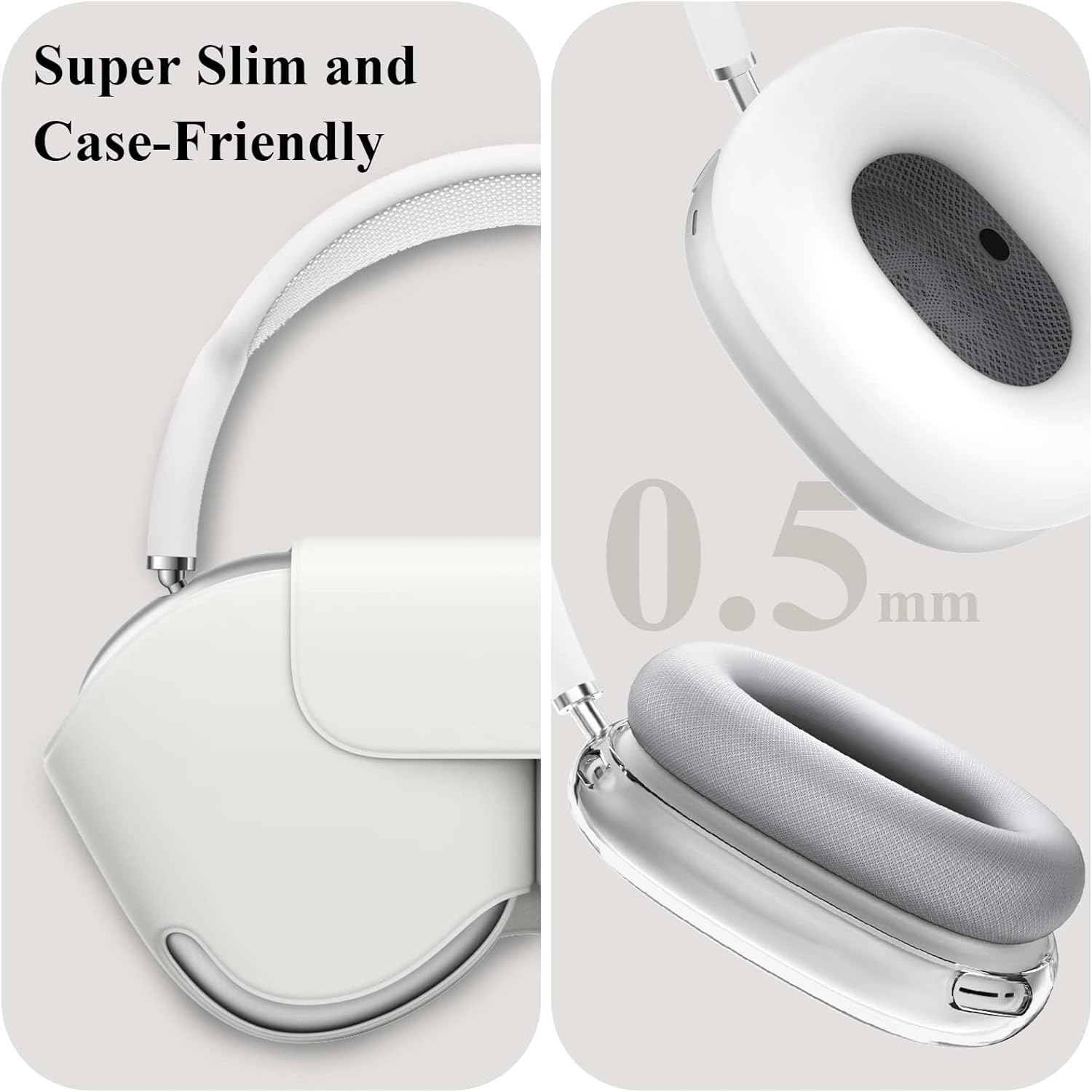 Silicone Case Cover for Airpods Max Headphones, 3In1 Clear Soft TPU Ear Cups Cover/Ear Pad Case Covers/Headband Covers for Airpods Max (Clear) image number 6