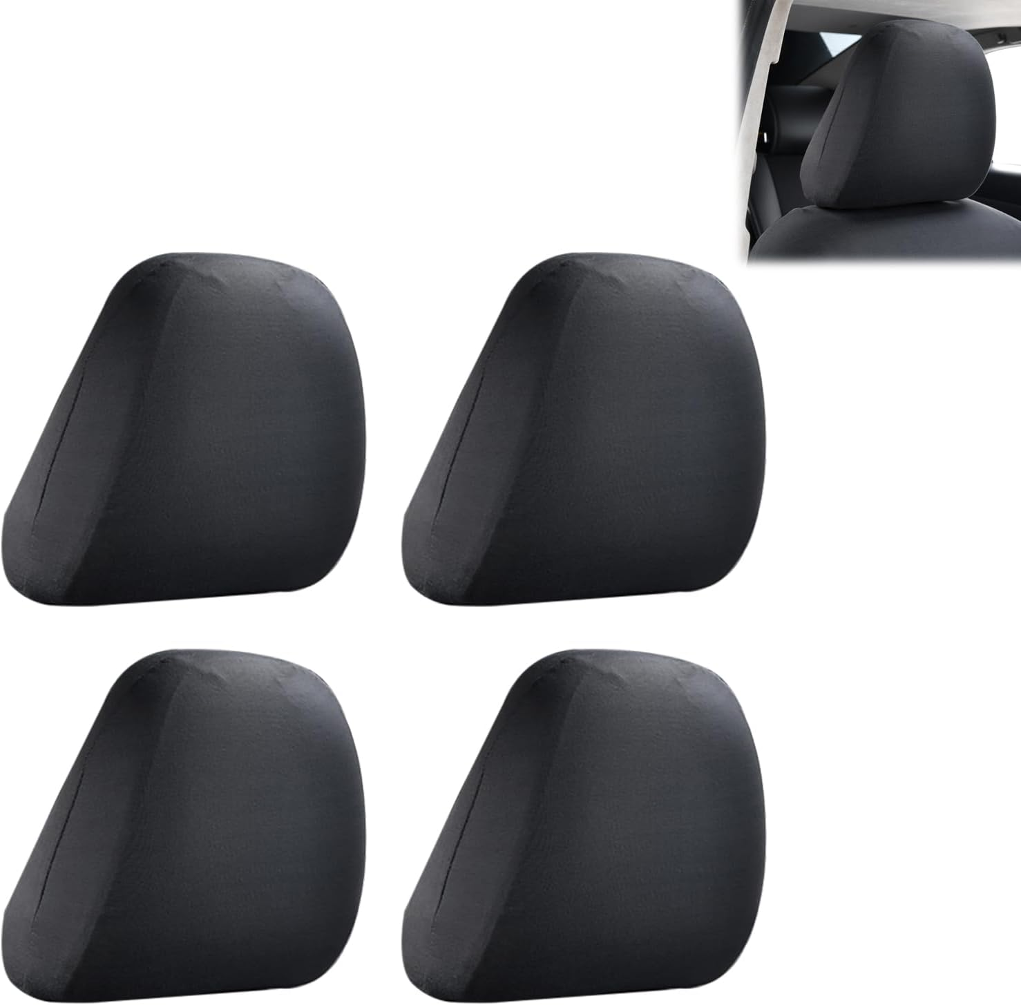 Sinytuto 4 PCS Car Headrest Protectors Replacements, Soft Foldable Breathable Durable Vehicle Seat Pillow Covers, Universal Fully Surrounded Automotive Pillow Accessories for Truck SUV Car (Black) image number 2