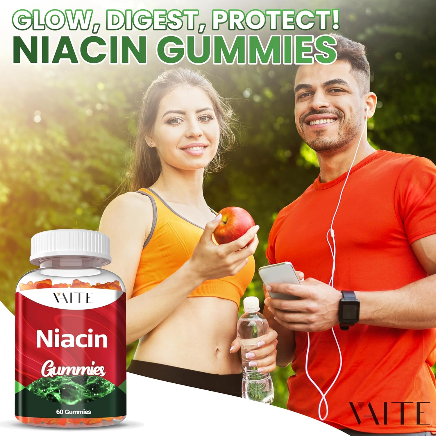 Niacin (Vitamin B3) 1000Mg Supplement &ndash; Antioxidant & Energy Support, Nicotinic Acid for Nutrient Conversion & Skin Hydration, Sugar-Free, 60 Vegan Gummies, Non-Gmo, Daily Chewable image number 5