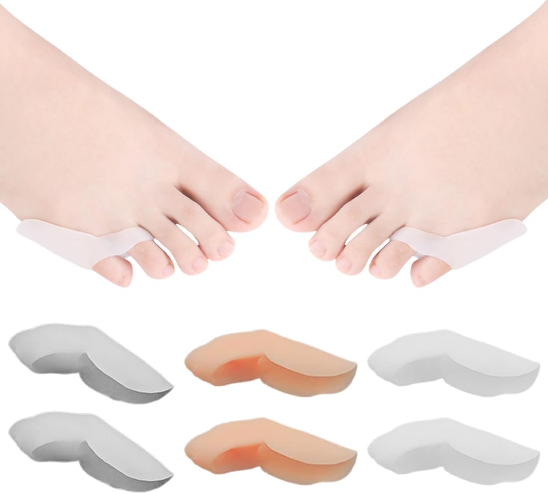 3 Pairs Small Toe Separator, Crimped Small Toe, Gel Toe Separator Klener Toes (White/Khaki/Transparent) image number 2