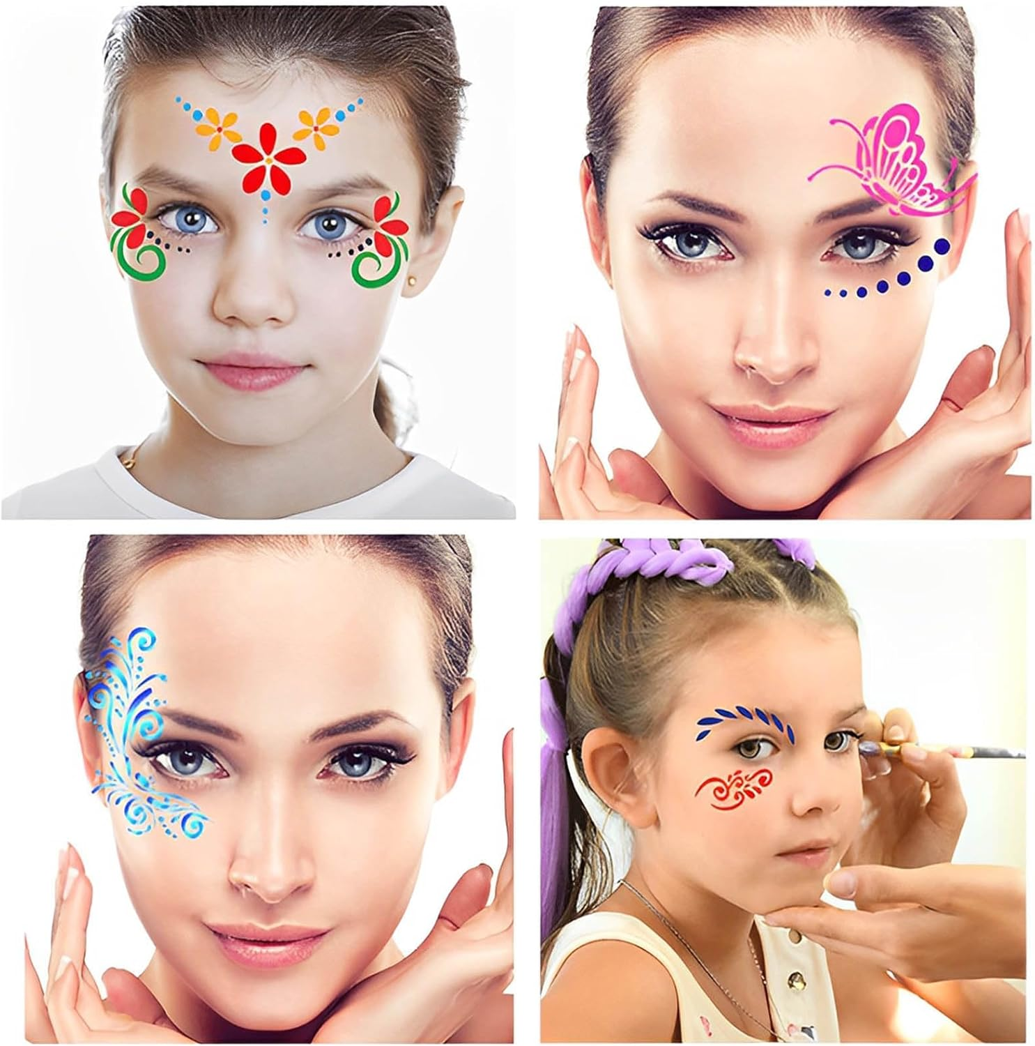 28 Pcs Face Paint Stencils Kit - Reusable Face Tattoo & Body Makeup Painting Templates for Kids & Adults image number 5
