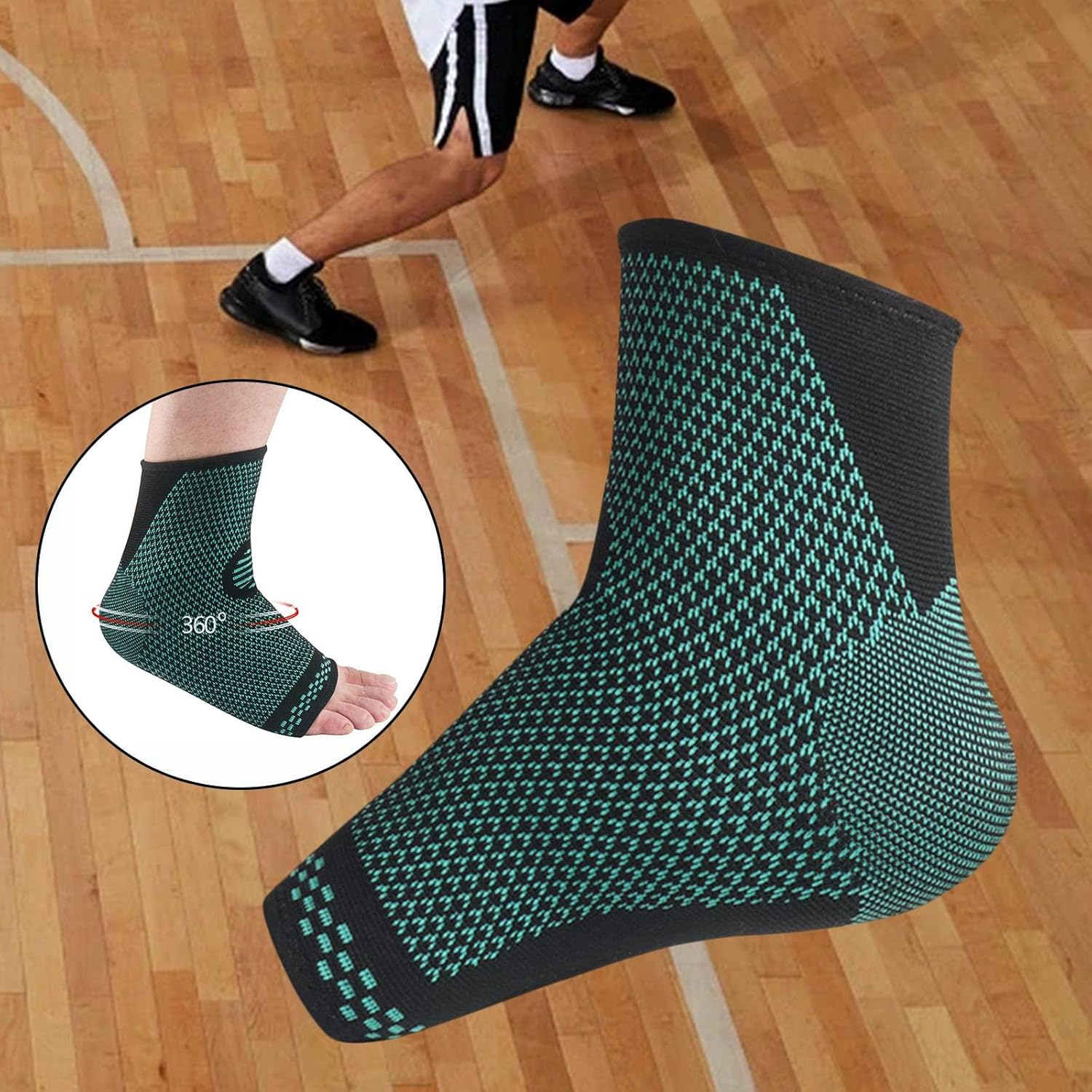 Ankle Brace for Basketball Players to Support Feet Male Female Size M, Green, 2 Pcs image number 4
