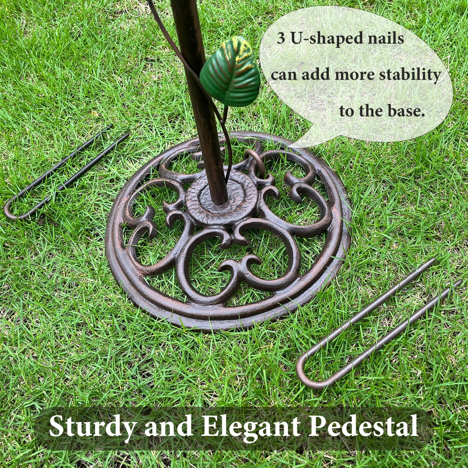 Metal Bird Baths for Outdoors, 44" Height Cast Iron Pedestal Bird Bath and Feeder, Vintage Sturdy Heavy Duty Birdbath Bowl, Tall Floral Accents Birdbaths for Garden Yard Patio Porch Decor