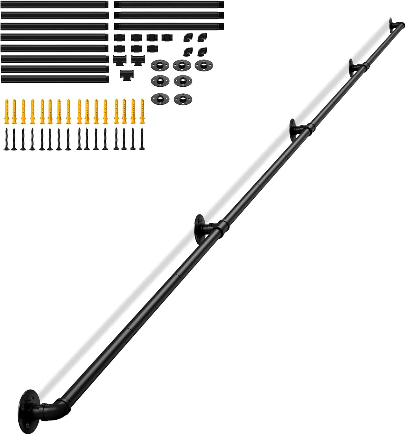 LIANTRAL 4.2M Stair Handrail for Indoor & Outdoor, Non-Slip Wrought Iron Banister with Industrial Design, Heavy Duty Safety Wall Mounted Banister Handrails for Elderly, Kids, Disabled image number 4